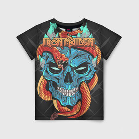 Детская футболка 3D с принтом Iron Maiden в Белгороде, 100% гипоаллергенный полиэфир | прямой крой, круглый вырез горловины, длина до линии бедер, чуть спущенное плечо, ткань немного тянется | 80s | hardrock | heavy | iron | maiden | metal | pop | steve harris | the final frontier | uk | айрон | группа | железная дева | метал | мэйден | хеви