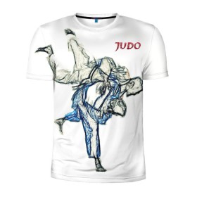 Мужская футболка 3D спортивная с принтом Борьба Дзюдо в Белгороде, 100% полиэстер с улучшенными характеристиками | приталенный силуэт, круглая горловина, широкие плечи, сужается к линии бедра | 23 февраля | judo | sport | борьба | дзюдо | единоборства | спорт