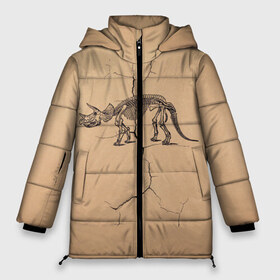 Женская зимняя куртка 3D с принтом Triceratops skeleton в Белгороде, верх — 100% полиэстер; подкладка — 100% полиэстер; утеплитель — 100% полиэстер | длина ниже бедра, силуэт Оверсайз. Есть воротник-стойка, отстегивающийся капюшон и ветрозащитная планка. 

Боковые карманы с листочкой на кнопках и внутренний карман на молнии | dinosaur | extinct | primal | skeleton | triceratops | вымерший | динозавр | первобытный | скелет | трицератопс