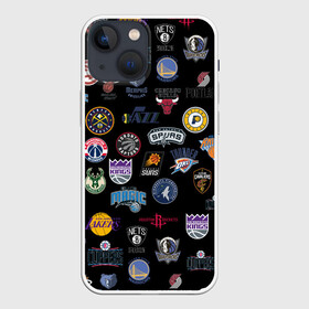 Чехол для iPhone 13 mini с принтом NBA Pattern | НБА Паттерн в Белгороде,  |  | basketball | boston celtics | brooklyn nets | nba | new york knicks | philadel | toronto raptors | баскетбол | бостон селтикс | бруклин нетс | нба | нью йорк никс | спорт | торонто рэпторс | филадельфия 76ерс