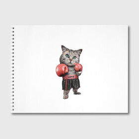 Альбом для рисования с принтом Кот боксёр в Белгороде, 100% бумага
 | матовая бумага, плотность 200 мг. | арт | животные | искусство | картинка | рисунок