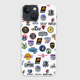 Чехол для iPhone 13 mini с принтом NBA Pattern | НБА Паттерн в Белгороде,  |  | basketball | boston celtics | brooklyn nets | nba | new york knicks | philadel | toronto raptors | баскетбол | бостон селтикс | бруклин нетс | нба | нью йорк никс | спорт | торонто рэпторс | филадельфия 76ерс