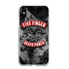 Чехол для iPhone XS Max матовый с принтом Five Finger Death Punch в Белгороде, Силикон | Область печати: задняя сторона чехла, без боковых панелей | Тематика изображения на принте: 5fdp | death | ffdp | finger | five | five finger death punch | punch | грув метал