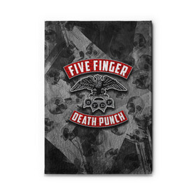 Обложка для автодокументов с принтом Five Finger Death Punch в Белгороде, натуральная кожа |  размер 19,9*13 см; внутри 4 больших “конверта” для документов и один маленький отдел — туда идеально встанут права | 5fdp | death | ffdp | finger | five | five finger death punch | punch | грув метал