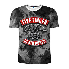 Мужская футболка 3D спортивная с принтом Five Finger Death Punch в Белгороде, 100% полиэстер с улучшенными характеристиками | приталенный силуэт, круглая горловина, широкие плечи, сужается к линии бедра | 5fdp | death | ffdp | finger | five | five finger death punch | punch | грув метал