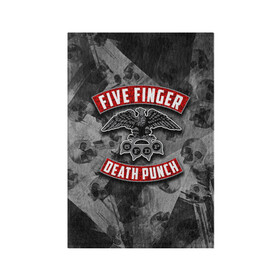 Обложка для паспорта матовая кожа с принтом Five Finger Death Punch в Белгороде, натуральная матовая кожа | размер 19,3 х 13,7 см; прозрачные пластиковые крепления | 5fdp | death | ffdp | finger | five | five finger death punch | punch | грув метал