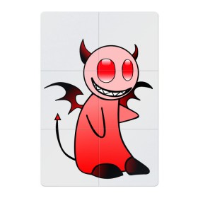 Магнитный плакат 2Х3 с принтом Чертенок в Белгороде, Полимерный материал с магнитным слоем | 6 деталей размером 9*9 см | бес | демон | дьявол | красный | милый | мульт | рисунок | улыбка