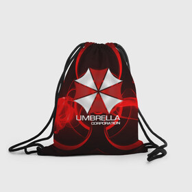 Рюкзак-мешок 3D с принтом Umbrella Corp в Белгороде, 100% полиэстер | плотность ткани — 200 г/м2, размер — 35 х 45 см; лямки — толстые шнурки, застежка на шнуровке, без карманов и подкладки | biohazard | biohazard 7 | crocodile | fang | game | hand | monster | new umbrella | resident evil | resident evil 7 | umbrella | umbrella corp | umbrella corporation | zombie | обитель