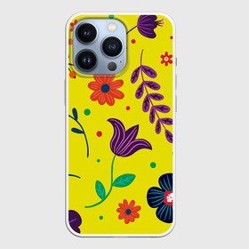 Чехол для iPhone 13 Pro с принтом Цветочный микс в Белгороде,  |  | flowers | девушки | желтые | круги | лето | листья | природа | разноцветные | растения | ромашки | солнце | текстура | тропика | тюльпаны | узоры | цветочки | цветы