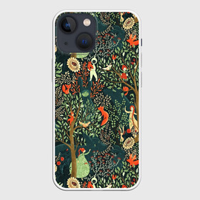 Чехол для iPhone 13 mini с принтом Abstraction Pattern в Белгороде,  |  | abstraction pattern | forest | fox | girl | абстракция | лес | лисы | паттерн | узор