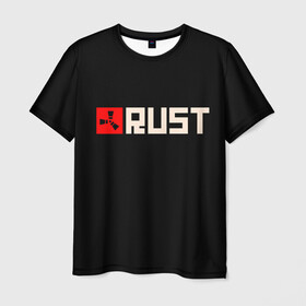 Мужская футболка 3D с принтом RUST в Белгороде, 100% полиэфир | прямой крой, круглый вырез горловины, длина до линии бедер | game | logo | rust | герой | знак | игра | игрок | лого | надпись | парню | персонаж | прикольная | раст | символ | шутер