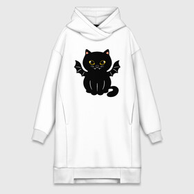 Платье-худи хлопок с принтом Black angel в Белгороде,  |  | angel | black | cat | ears | eyes | fangs | kitten | moustache | nose | paws | tail | wings | клыки | кот | кошка | крылья | нос | усы | уши | хвост | черный