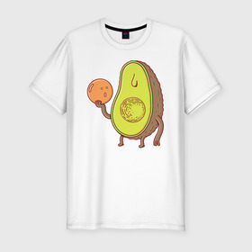 Мужская футболка хлопок Slim с принтом Авокадо в Белгороде, 92% хлопок, 8% лайкра | приталенный силуэт, круглый вырез ворота, длина до линии бедра, короткий рукав | avocado | vegan | vegetarian | авокадо | веган | вегетарианство