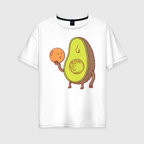 Женская футболка хлопок Oversize с принтом Авокадо в Белгороде, 100% хлопок | свободный крой, круглый ворот, спущенный рукав, длина до линии бедер
 | avocado | vegan | vegetarian | авокадо | веган | вегетарианство