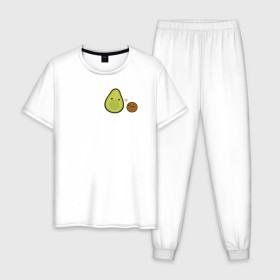 Мужская пижама хлопок с принтом Авокадо в Белгороде, 100% хлопок | брюки и футболка прямого кроя, без карманов, на брюках мягкая резинка на поясе и по низу штанин
 | Тематика изображения на принте: avocado | vegan | vegetarian | авокадо | веган | вегетарианство