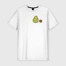 Мужская футболка хлопок Slim с принтом Авокадо в Белгороде, 92% хлопок, 8% лайкра | приталенный силуэт, круглый вырез ворота, длина до линии бедра, короткий рукав | avocado | vegan | vegetarian | авокадо | веган | вегетарианство