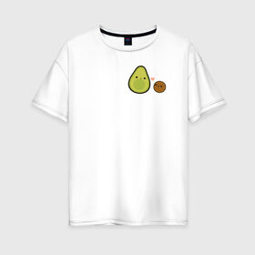 Женская футболка хлопок Oversize с принтом Авокадо в Белгороде, 100% хлопок | свободный крой, круглый ворот, спущенный рукав, длина до линии бедер
 | avocado | vegan | vegetarian | авокадо | веган | вегетарианство
