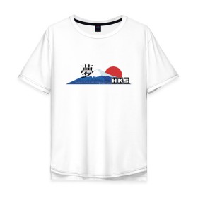 Мужская футболка хлопок Oversize с принтом HKS Japan JDM в Белгороде, 100% хлопок | свободный крой, круглый ворот, “спинка” длиннее передней части | Тематика изображения на принте: 