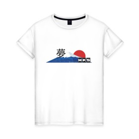Женская футболка хлопок с принтом HKS Japan JDM в Белгороде, 100% хлопок | прямой крой, круглый вырез горловины, длина до линии бедер, слегка спущенное плечо | Тематика изображения на принте: 