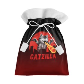 Подарочный 3D мешок с принтом CATZILLA в Белгороде, 100% полиэстер | Размер: 29*39 см | Тематика изображения на принте: catzilla | годзилла | кот | котик | кошка | кэтзилла | мимими | прикол | прикольная