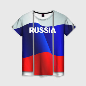 Женская футболка 3D с принтом Россия. в Белгороде, 100% полиэфир ( синтетическое хлопкоподобное полотно) | прямой крой, круглый вырез горловины, длина до линии бедер | 8 | 8 марта | russia | весна | женский день | идея подарка | любимой | март | международный женский день | наша раша | патриотизм | подарок | праздник | раша | россия | россия 2020 | ст | штамп | я русский