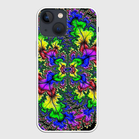 Чехол для iPhone 13 mini с принтом НЕОНОВЫЙ ЦВЕТОК в Белгороде,  |  | abstract | abstraction | color | fractal | geometry | paitnt | polygon | polygonal | psy | абстракция | геометрия | краски | неоновые | полигоны | психоделика | фрактал