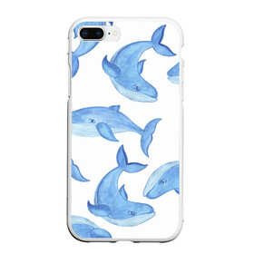 Чехол для iPhone 7Plus/8 Plus матовый с принтом Косяк китов в Белгороде, Силикон | Область печати: задняя сторона чехла, без боковых панелей | арт | карандашом | кит | киты | красками | море | моря | океан | океаны | под водой | рисунок