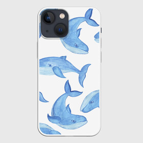 Чехол для iPhone 13 mini с принтом Косяк китов в Белгороде,  |  | арт | карандашом | кит | киты | красками | море | моря | океан | океаны | под водой | рисунок