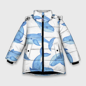 Зимняя куртка для девочек 3D с принтом Косяк китов в Белгороде, ткань верха — 100% полиэстер; подклад — 100% полиэстер, утеплитель — 100% полиэстер. | длина ниже бедра, удлиненная спинка, воротник стойка и отстегивающийся капюшон. Есть боковые карманы с листочкой на кнопках, утяжки по низу изделия и внутренний карман на молнии. 

Предусмотрены светоотражающий принт на спинке, радужный светоотражающий элемент на пуллере молнии и на резинке для утяжки. | арт | карандашом | кит | киты | красками | море | моря | океан | океаны | под водой | рисунок