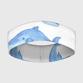 Повязка на голову 3D с принтом Косяк китов в Белгороде,  |  | арт | карандашом | кит | киты | красками | море | моря | океан | океаны | под водой | рисунок