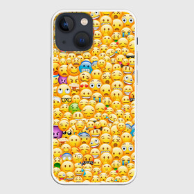 Чехол для iPhone 13 mini с принтом Смайлики Emoji в Белгороде,  |  | emoji | smile | sticker | грусть | любовь | печаль | плачь | смайлики | стикеры | текстура | улыбка | эмоджи | эмодзи
