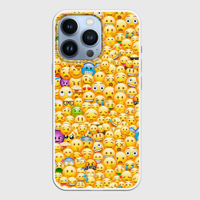 Чехол для iPhone 13 Pro с принтом Смайлики Emoji в Белгороде,  |  | emoji | smile | sticker | грусть | любовь | печаль | плачь | смайлики | стикеры | текстура | улыбка | эмоджи | эмодзи