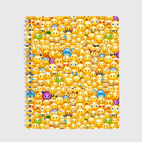 Тетрадь с принтом Смайлики Emoji в Белгороде, 100% бумага | 48 листов, плотность листов — 60 г/м2, плотность картонной обложки — 250 г/м2. Листы скреплены сбоку удобной пружинной спиралью. Уголки страниц и обложки скругленные. Цвет линий — светло-серый
 | Тематика изображения на принте: emoji | smile | sticker | грусть | любовь | печаль | плачь | смайлики | стикеры | текстура | улыбка | эмоджи | эмодзи