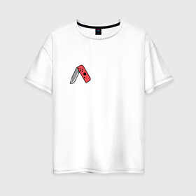 Женская футболка хлопок Oversize с принтом Nintendo knife в Белгороде, 100% хлопок | свободный крой, круглый ворот, спущенный рукав, длина до линии бедер
 | nintendo | nintendo switch | игра | игровая приставка | консоль | нинтендо свитч | нож | прикольная картинка