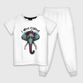 Детская пижама хлопок с принтом I need coffee в Белгороде, 100% хлопок |  брюки и футболка прямого кроя, без карманов, на брюках мягкая резинка на поясе и по низу штанин
 | 