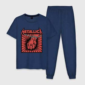 Мужская пижама хлопок с принтом Metallica в Белгороде, 100% хлопок | брюки и футболка прямого кроя, без карманов, на брюках мягкая резинка на поясе и по низу штанин
 | james alan hetfield | rock | джеймс хетфилд | кирк хэмметт | ларс ульрих | металлика | музыка | роберт трухильо | рок | трэш метал | хеви метал