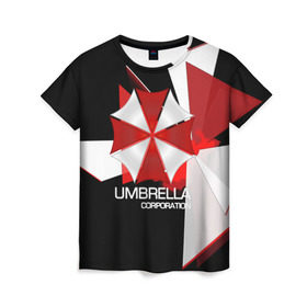 Женская футболка 3D с принтом UMBRELLA CORP. в Белгороде, 100% полиэфир ( синтетическое хлопкоподобное полотно) | прямой крой, круглый вырез горловины, длина до линии бедер | biohazard | biohazard 7 | crocodile | fang | game | hand | monster | new umbrella | resident evil | resident evil 7 | umbrella | umbrella corp | umbrella corporation | zombie | обител