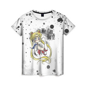 Женская футболка 3D с принтом Sailor Moon. We can do it! в Белгороде, 100% полиэфир ( синтетическое хлопкоподобное полотно) | прямой крой, круглый вырез горловины, длина до линии бедер | ami | girl | mizuno | moon | sailor | tsukino | usagi | ами | банни | волшебница | девушка | малышка | махо сёдзё | мидзуно | минако | мун | рэй | сейлор | усаги | хино | цукино | чибиуса