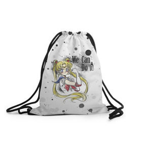 Рюкзак-мешок 3D с принтом Sailor Moon. We can do it! в Белгороде, 100% полиэстер | плотность ткани — 200 г/м2, размер — 35 х 45 см; лямки — толстые шнурки, застежка на шнуровке, без карманов и подкладки | ami | girl | mizuno | moon | sailor | tsukino | usagi | ами | банни | волшебница | девушка | малышка | махо сёдзё | мидзуно | минако | мун | рэй | сейлор | усаги | хино | цукино | чибиуса
