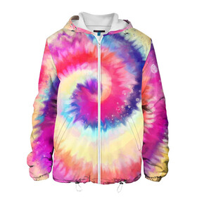 Мужская куртка 3D с принтом Tie Dye vortex в Белгороде, ткань верха — 100% полиэстер, подклад — флис | прямой крой, подол и капюшон оформлены резинкой с фиксаторами, два кармана без застежек по бокам, один большой потайной карман на груди. Карман на груди застегивается на липучку | Тематика изображения на принте: art | hype | maelstrom | swirl | tie dye | trend | vortex | акварель | акрил | арт | буйство | вихрь | дизайн | завихрение | краски | красок | тай дай | торнадо | тренд | трендовая | хайповая