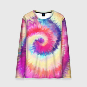 Мужской лонгслив 3D с принтом Tie Dye vortex в Белгороде, 100% полиэстер | длинные рукава, круглый вырез горловины, полуприлегающий силуэт | Тематика изображения на принте: art | hype | maelstrom | swirl | tie dye | trend | vortex | акварель | акрил | арт | буйство | вихрь | дизайн | завихрение | краски | красок | тай дай | торнадо | тренд | трендовая | хайповая