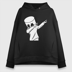 Женское худи Oversize хлопок с принтом MARSHMELLO DAB в Белгороде, френч-терри — 70% хлопок, 30% полиэстер. Мягкий теплый начес внутри —100% хлопок | боковые карманы, эластичные манжеты и нижняя кромка, капюшон на магнитной кнопке | america | dj | marshmello | smile | usa | америка | маршмелло | смайл | сша