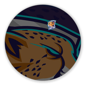 Коврик для мышки круглый с принтом Форма Cheetah в Белгороде, резина и полиэстер | круглая форма, изображение наносится на всю лицевую часть | design | logo | mascot | баскетбол | гепард | герои | животное | звери | зверь | киберспорт | кошка | охота | рысь | спортивная | стиль | талисман | фитнес | форма | футбол | хищник | яркие