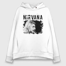 Женское худи Oversize хлопок с принтом NIRVANA в Белгороде, френч-терри — 70% хлопок, 30% полиэстер. Мягкий теплый начес внутри —100% хлопок | боковые карманы, эластичные манжеты и нижняя кромка, капюшон на магнитной кнопке | cobain | kurt donald cobain | nirvana | smile | альтернативный рок | гранж | дэйв грол | крист новоселич | курт кобейн | нирвана | смайл