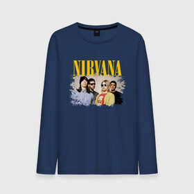 Мужской лонгслив хлопок с принтом NIRVANA в Белгороде, 100% хлопок |  | cobain | kurt donald cobain | nirvana | smile | альтернативный рок | гранж | дэйв грол | крист новоселич | курт кобейн | нирвана | смайл