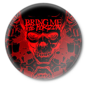Значок с принтом Bring Me the Horizon в Белгороде,  металл | круглая форма, металлическая застежка в виде булавки | Тематика изображения на принте: bmth | metal | music | official | rca records label | rock | sempiternal | video | британская | группа | дэткор | поп | рок