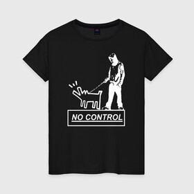 Женская футболка хлопок с принтом No control - Banksy  в Белгороде, 100% хлопок | прямой крой, круглый вырез горловины, длина до линии бедер, слегка спущенное плечо | banksy | анархизм | андерграунд | антивоенное движение | антиимпериализм | антикапитализм | арт | бенкс | бенкси | бристоль | бэнкс | бэнкси | граффити | из англии | картина | на стене | нигилизм