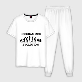 Мужская пижама хлопок с принтом Эволюция программиста в Белгороде, 100% хлопок | брюки и футболка прямого кроя, без карманов, на брюках мягкая резинка на поясе и по низу штанин
 | c++ | code | computer | java | джава | кодеру | компьютерщику | программа | программисту | хакеру