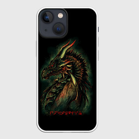 Чехол для iPhone 13 mini с принтом THE ELDER SCROLLS в Белгороде,  |  | dovahkiin | dragonborn | fus ro dah | rpg | skyrim | tes | tes skyrim | the elder scrolls | the elder scrolls skyrim | докавин | рпг | скайрим