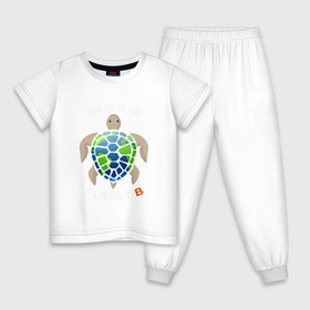 Детская пижама хлопок с принтом Theres no planet B в Белгороде, 100% хлопок |  брюки и футболка прямого кроя, без карманов, на брюках мягкая резинка на поясе и по низу штанин
 | save the planet | земля | планета | черепаха | экология